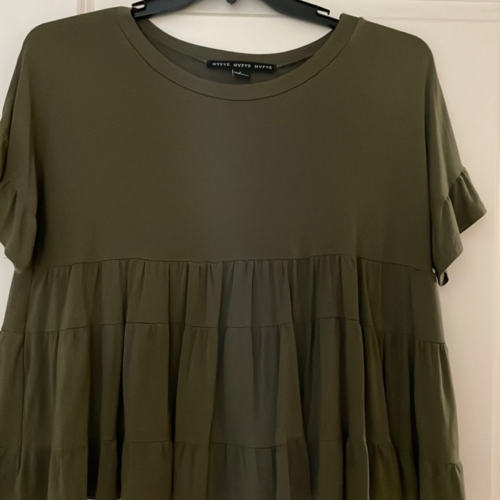 Olive Green Ruffle Bottom Top